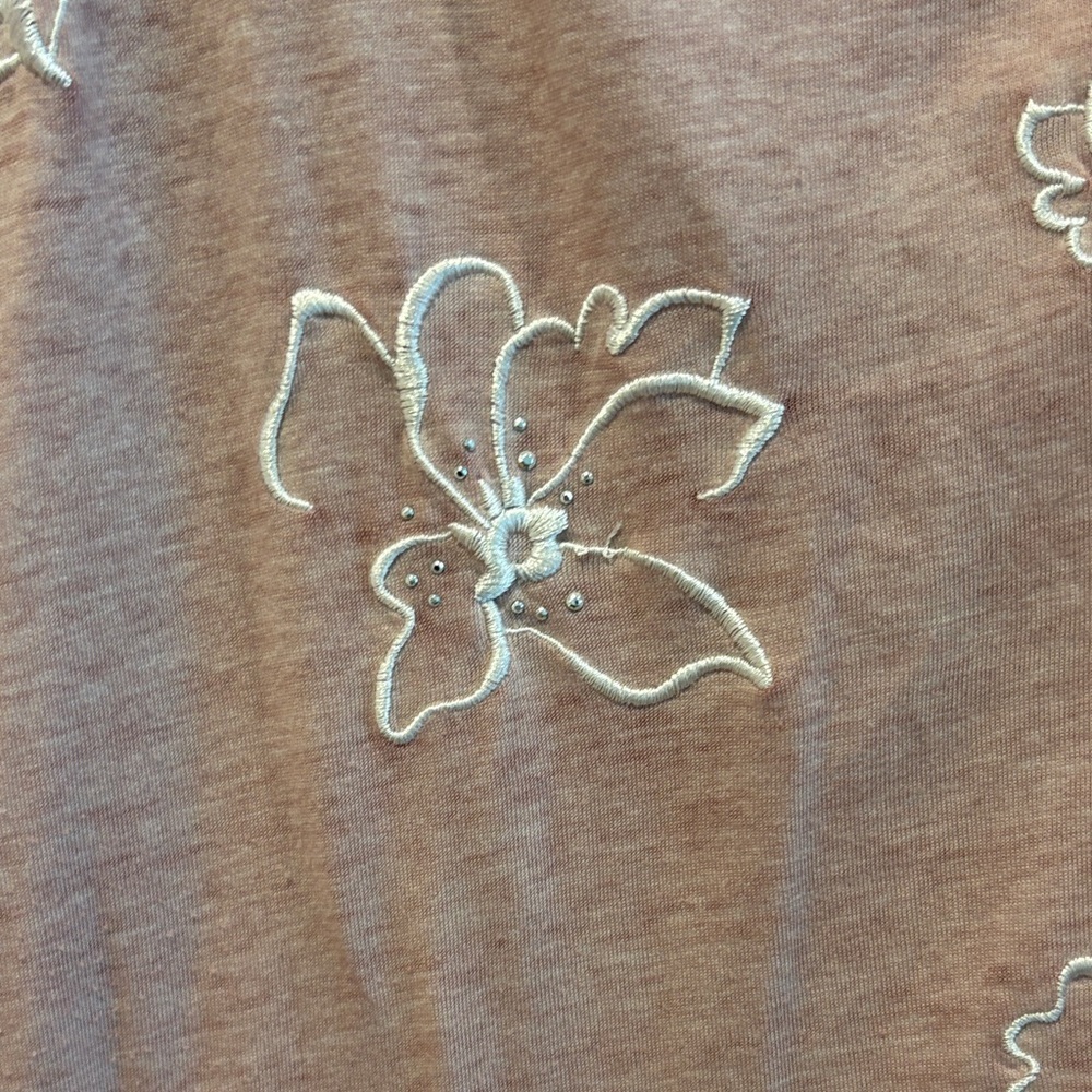 Floral Embroidered Mauve Women's Tee - Picture 4 of 8